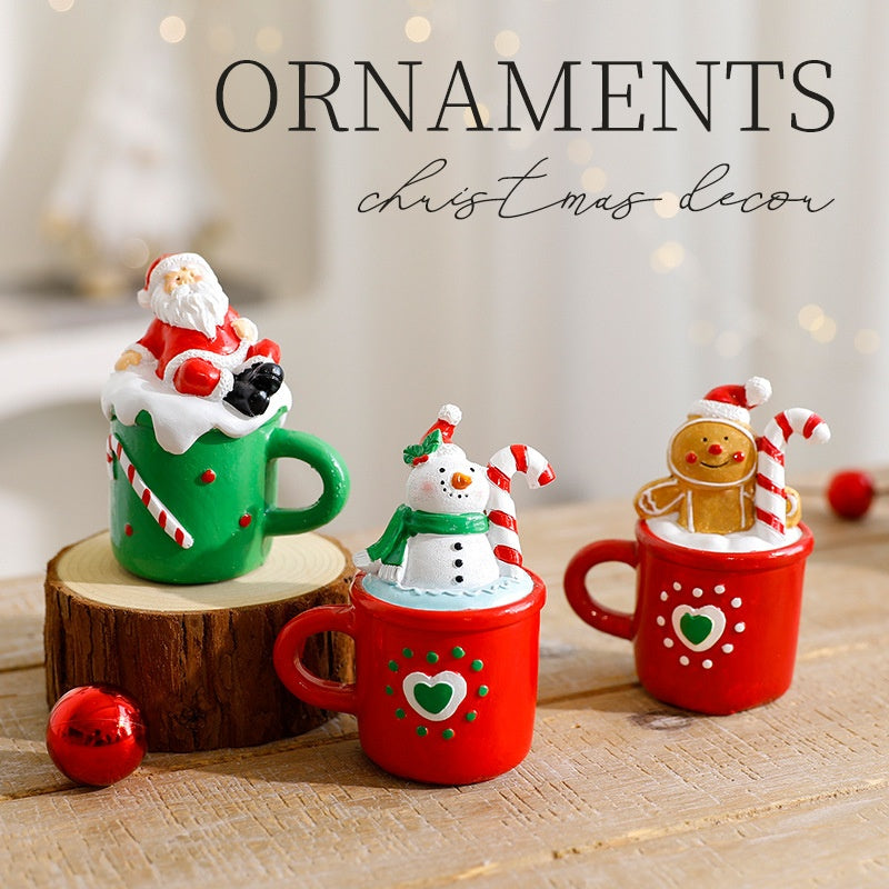 Christmas Resin Ornaments Set of 3 Cheerful Holiday Decor
