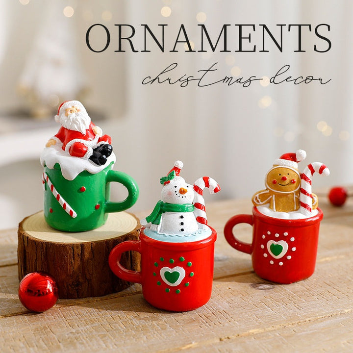 Christmas Resin Ornaments Set of 3 Cheerful Holiday Decor