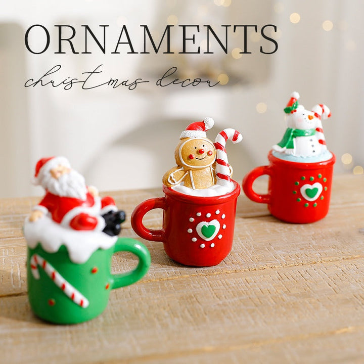 Christmas Resin Ornaments Set of 3 Cheerful Holiday Decor