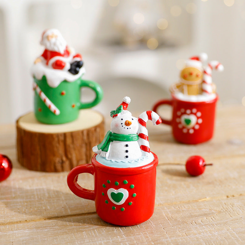 Christmas Resin Ornaments Set of 3 Cheerful Holiday Decor