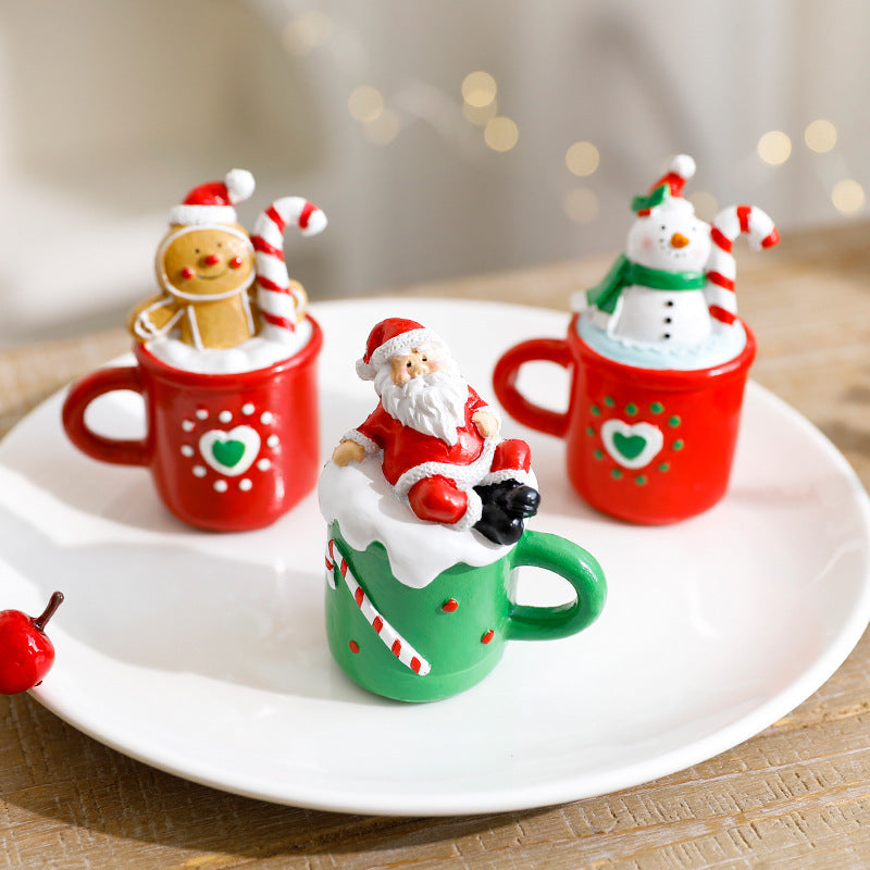 Christmas Resin Ornaments Set of 3 Cheerful Holiday Decor