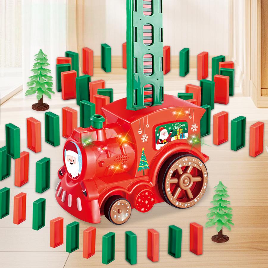 Christmas Domino Train Toy for Screen-Free Chain Play
