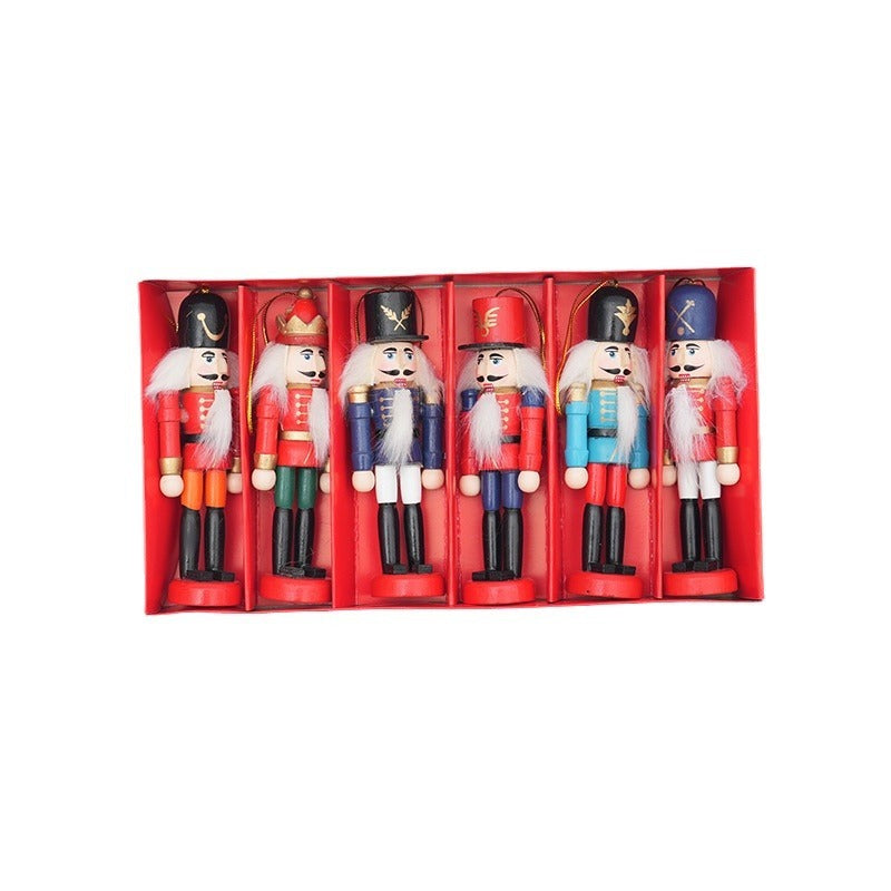 Wooden Nutcracker Ornaments, 6-Piece Christmas Set