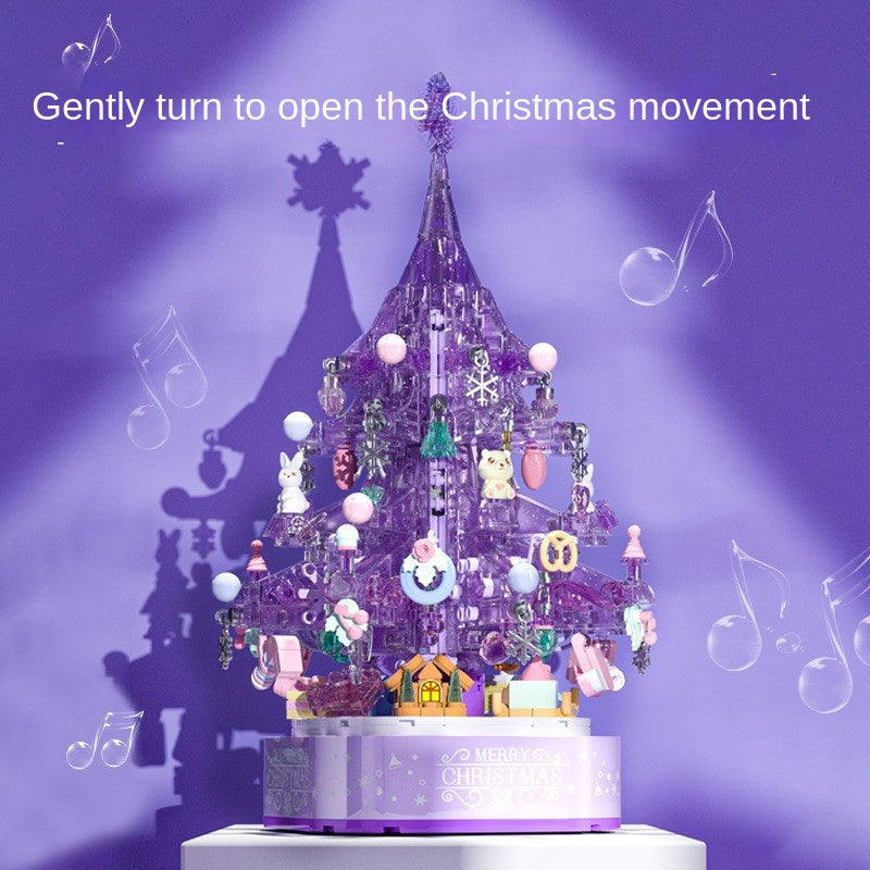 Purple Crystal Christmas Tree Music Box Decoration