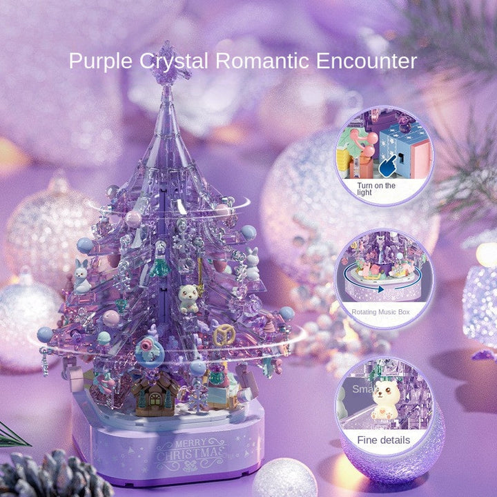 Purple Crystal Christmas Tree Music Box Decoration