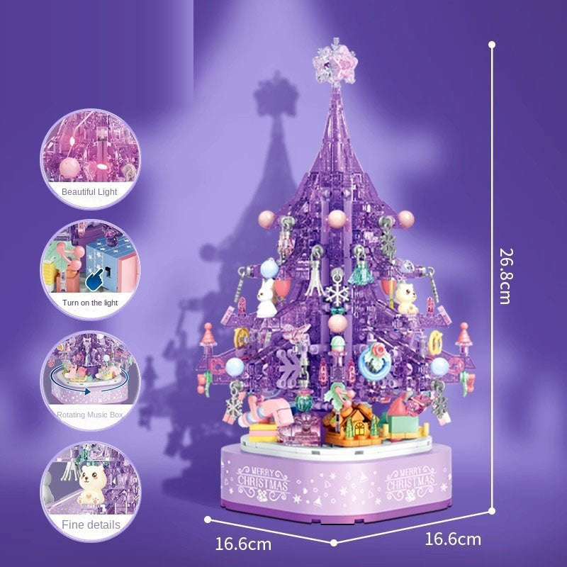 Purple Crystal Christmas Tree Music Box Decoration