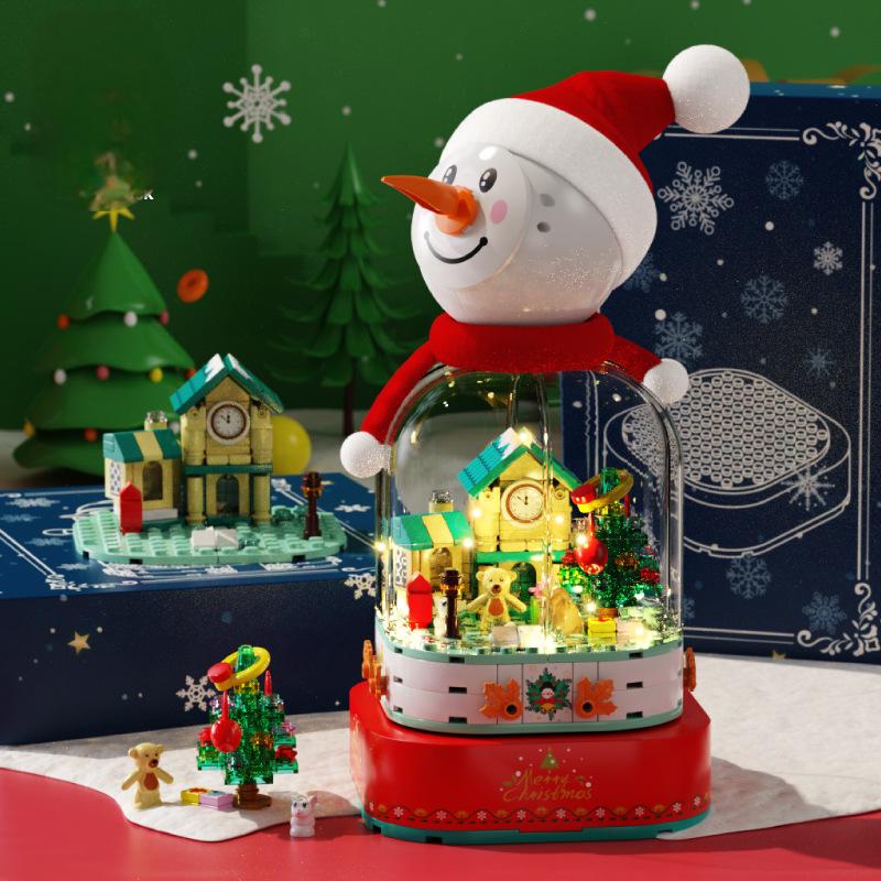 Rotating Christmas Music Box Village Holiday Decor