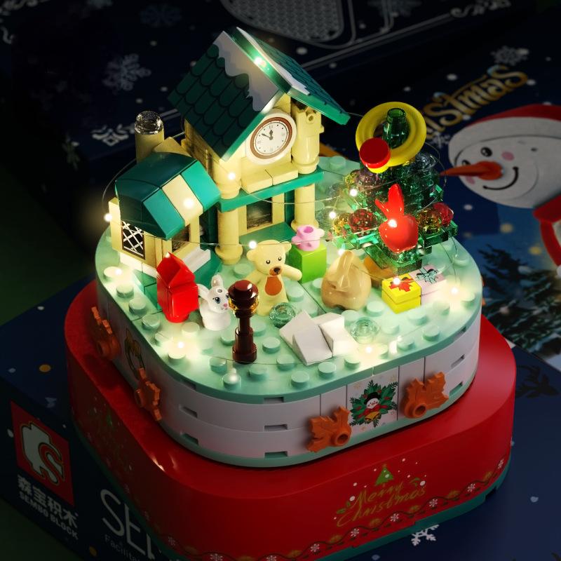 Rotating Christmas Music Box Village Holiday Decor