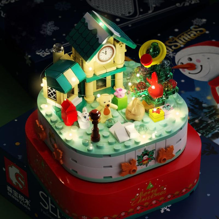 Rotating Christmas Music Box Village Holiday Decor