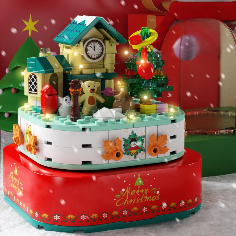Rotating Christmas Music Box Village Holiday Decor