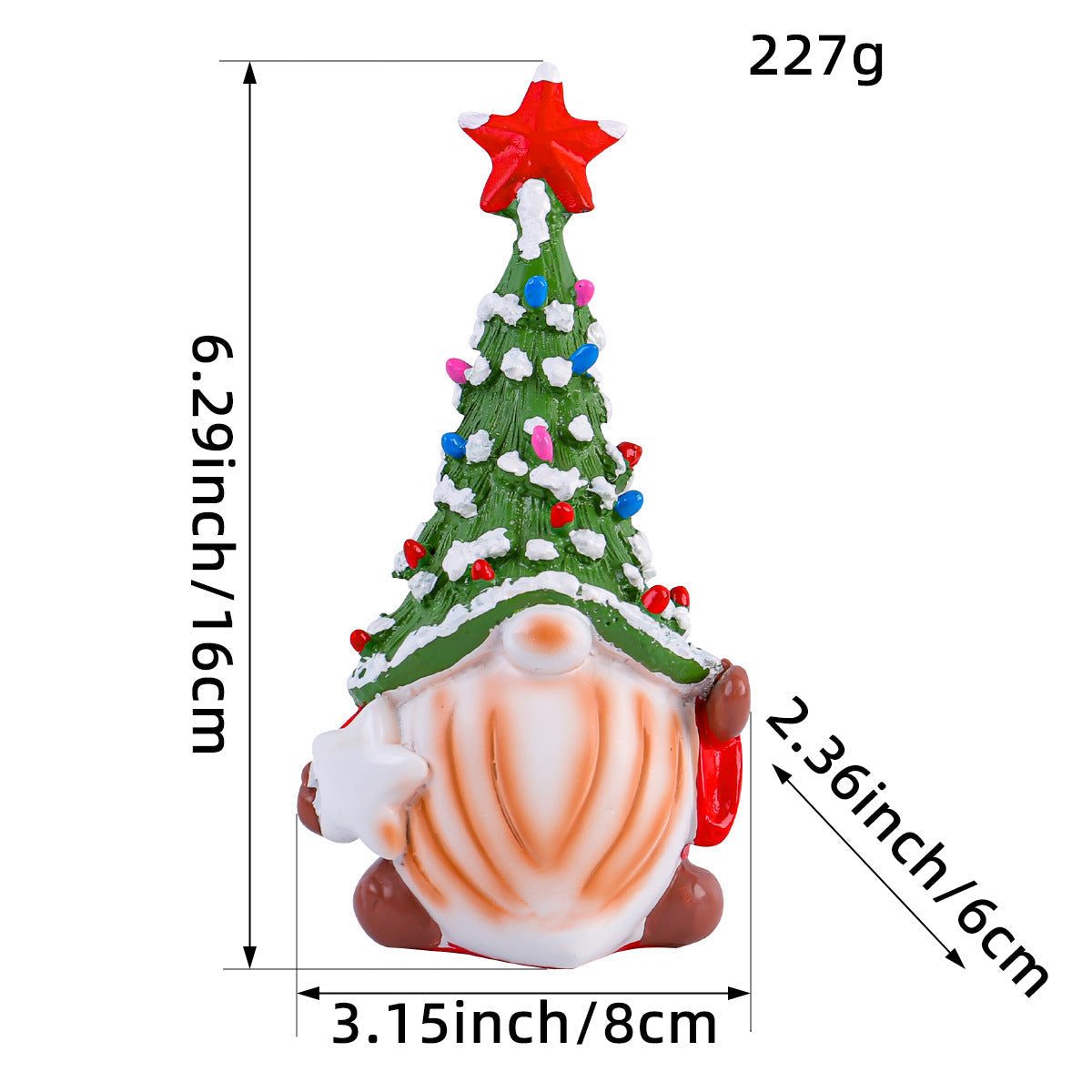 Christmas Gnome Tree Hat Ornament for Small Spaces