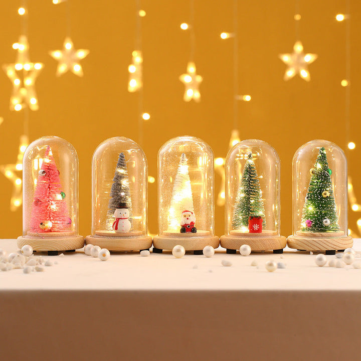 Christmas Glass Dome Tree Decor With Warm Holiday Glow