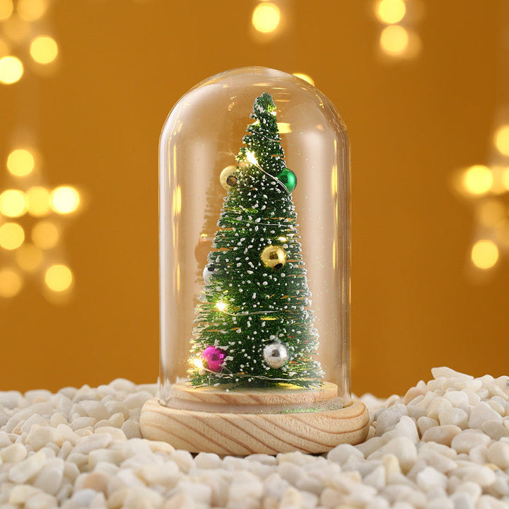 Christmas Glass Dome Tree Decor With Warm Holiday Glow
