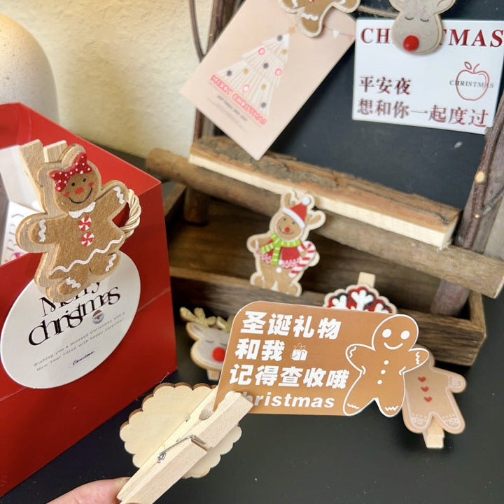Christmas Wooden Clips for Gift Wrapping & Tree Decor