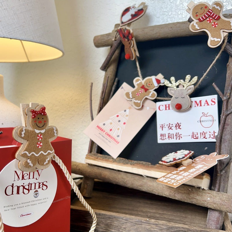 Christmas Wooden Clips for Gift Wrapping & Tree Decor