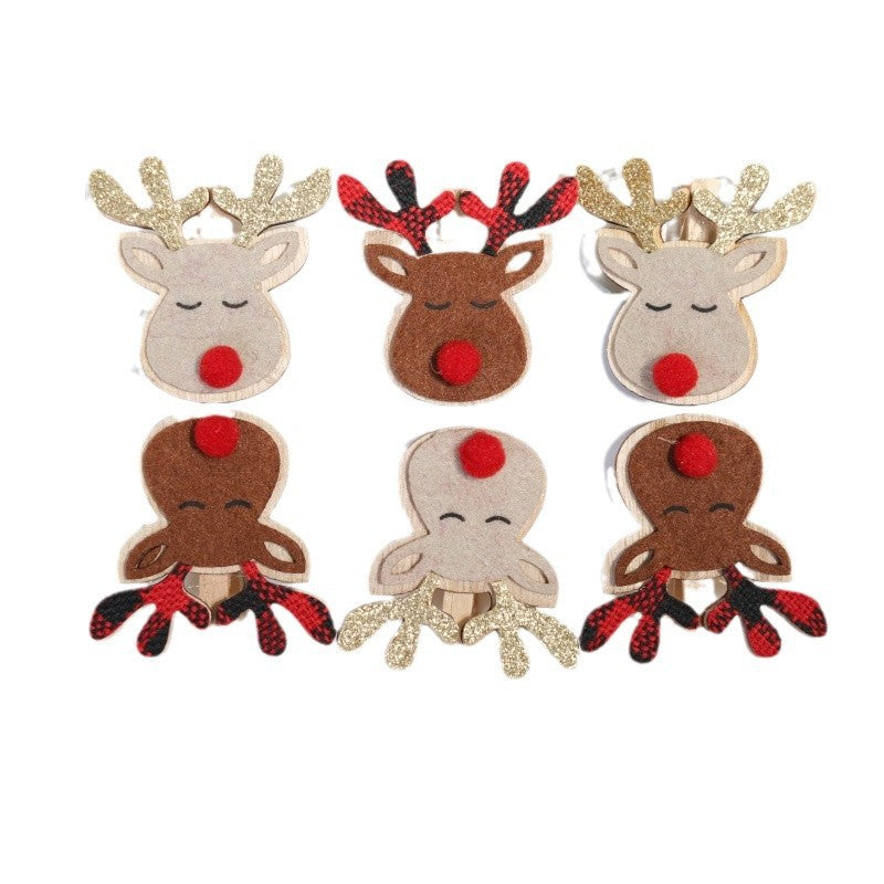 Christmas Wooden Clips for Gift Wrapping & Tree Decor