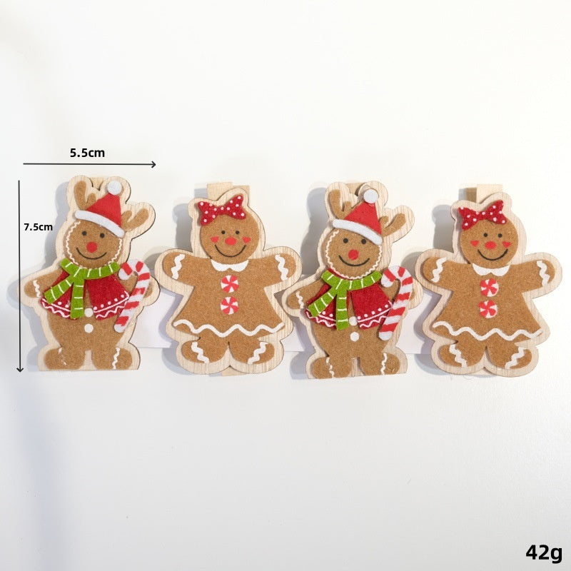 Christmas Wooden Clips for Gift Wrapping & Tree Decor