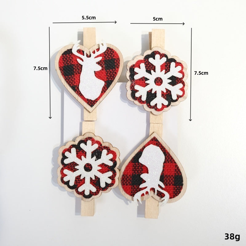 Christmas Wooden Clips for Gift Wrapping & Tree Decor