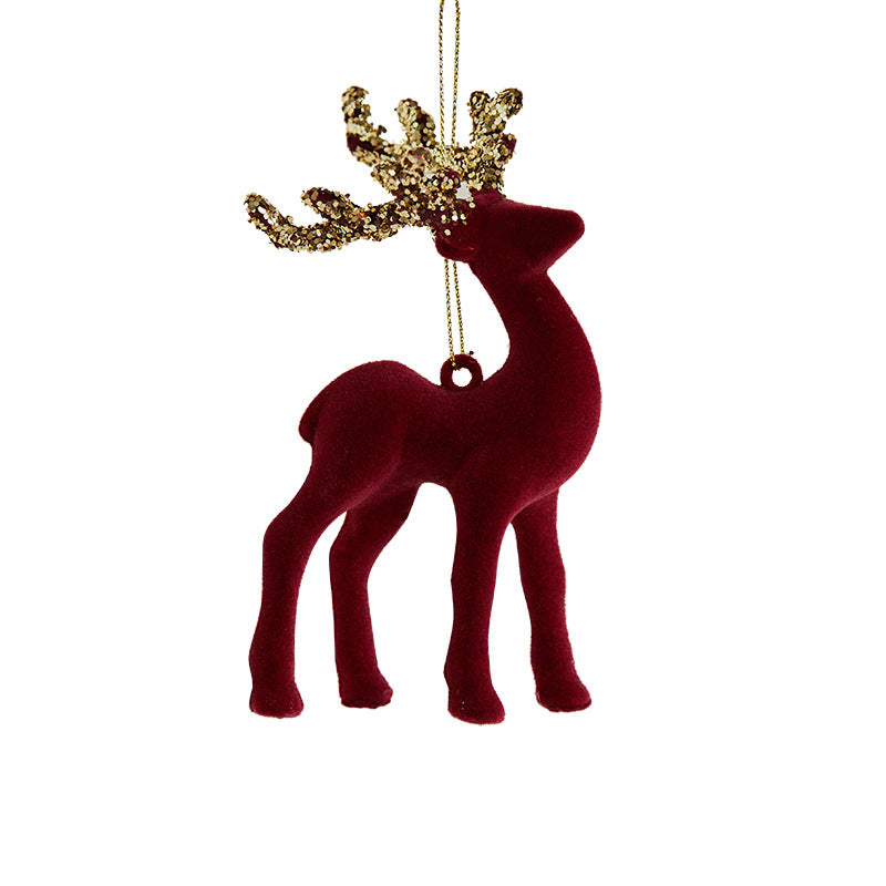 Glitter Flocked Reindeer Christmas Display Decor Set