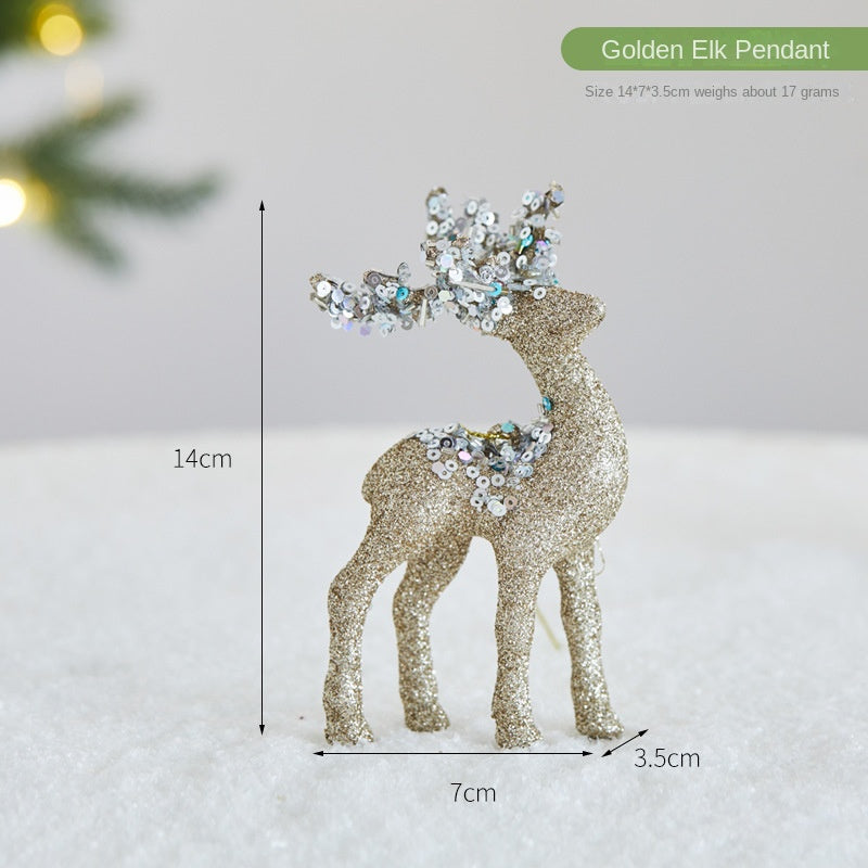 Glitter Flocked Reindeer Christmas Display Decor Set