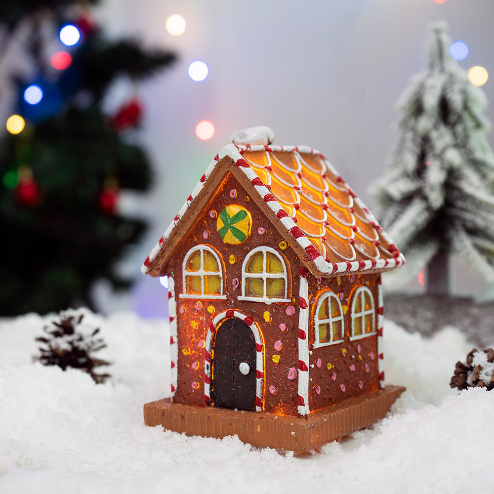 Christmas Gingerbread House Decoration With Warm Glow