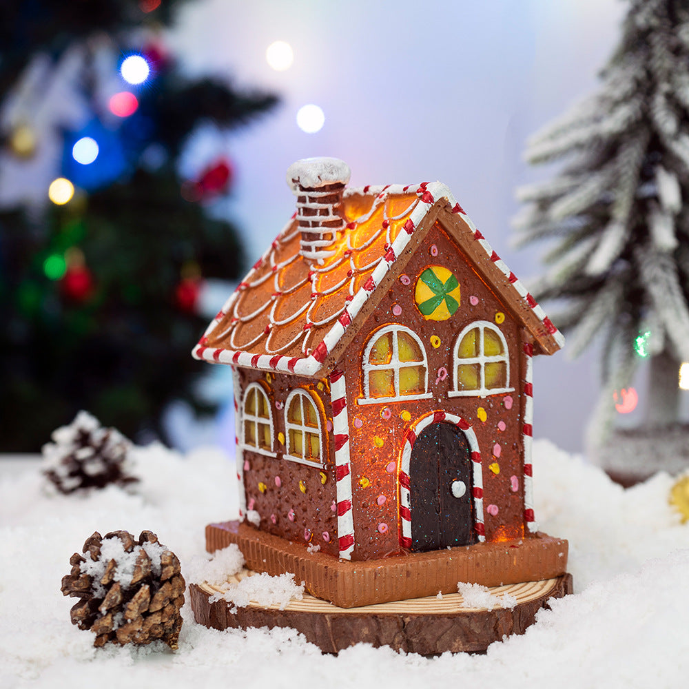 Christmas Gingerbread House Decoration With Warm Glow
