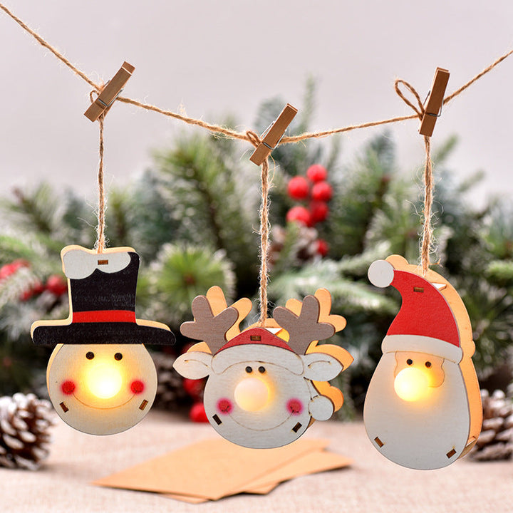 Wooden Christmas Ornaments With Warm Glowing Centers