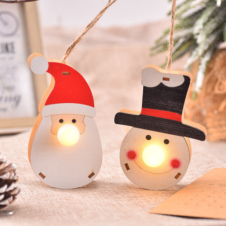 Wooden Christmas Ornaments With Warm Glowing Centers