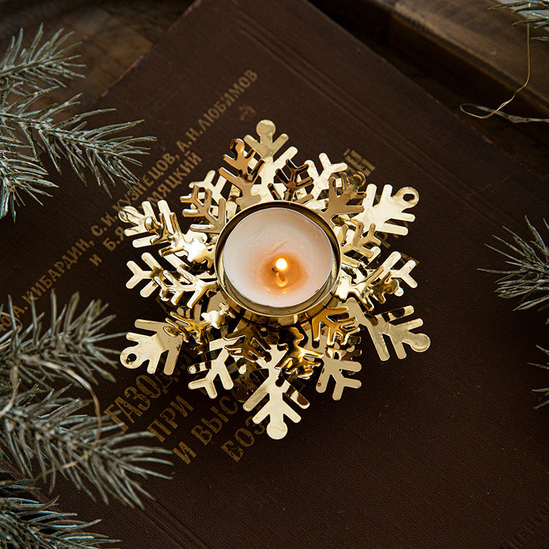 Christmas Candlestick Holder Golden Table Centerpiece