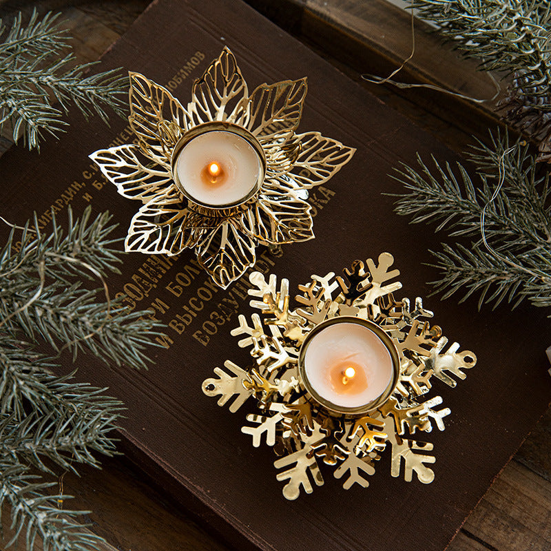 Christmas Candlestick Holder Golden Table Centerpiece