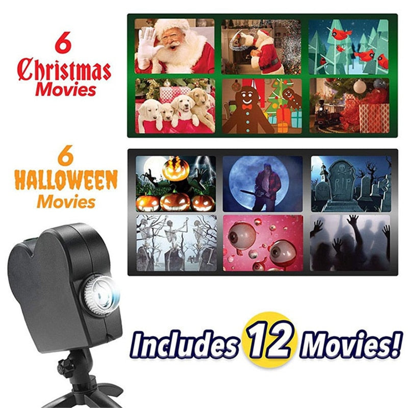Seasonal Window Projector for 12 Christmas & Halloween Movies
