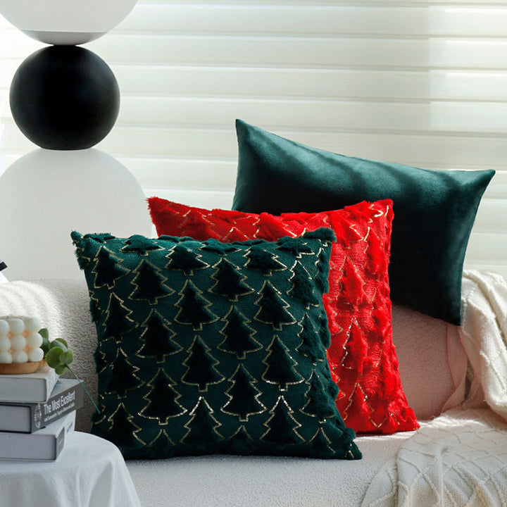 Christmas Sequin Pillow Cover | Plush Teal Tree Decor