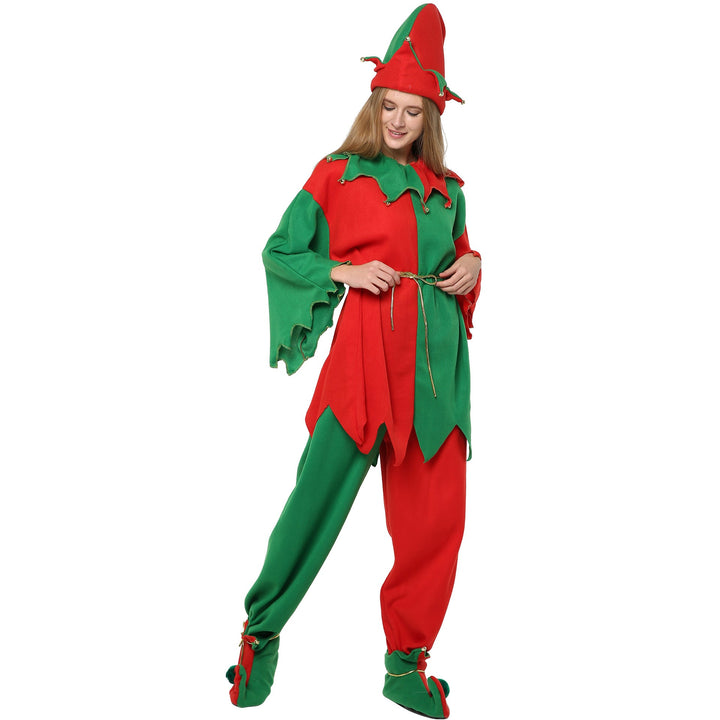 Women's Christmas Elf Costume Set With Hat & Shoe Covers
