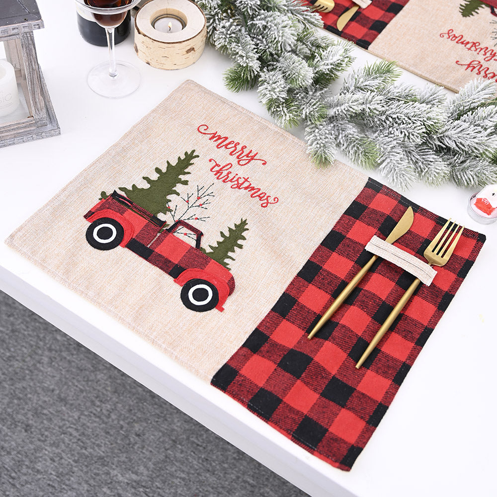 Christmas Placemats With Utensil Pocket & Rustic Charm