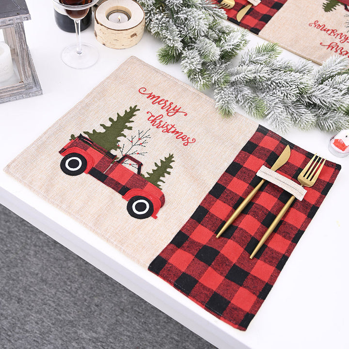 Christmas Placemats With Utensil Pocket & Rustic Charm