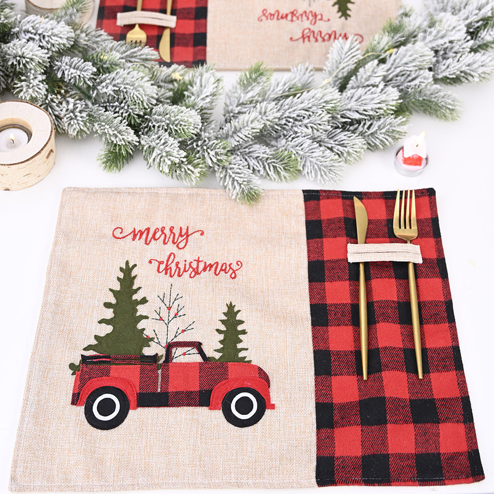 Christmas Placemats With Utensil Pocket & Rustic Charm