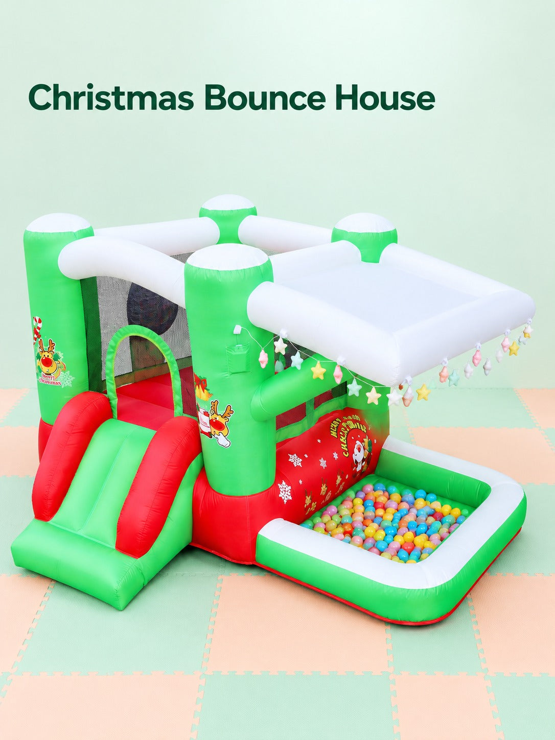 Christmas Inflatable Bouncer for Kids with Slide and Blower