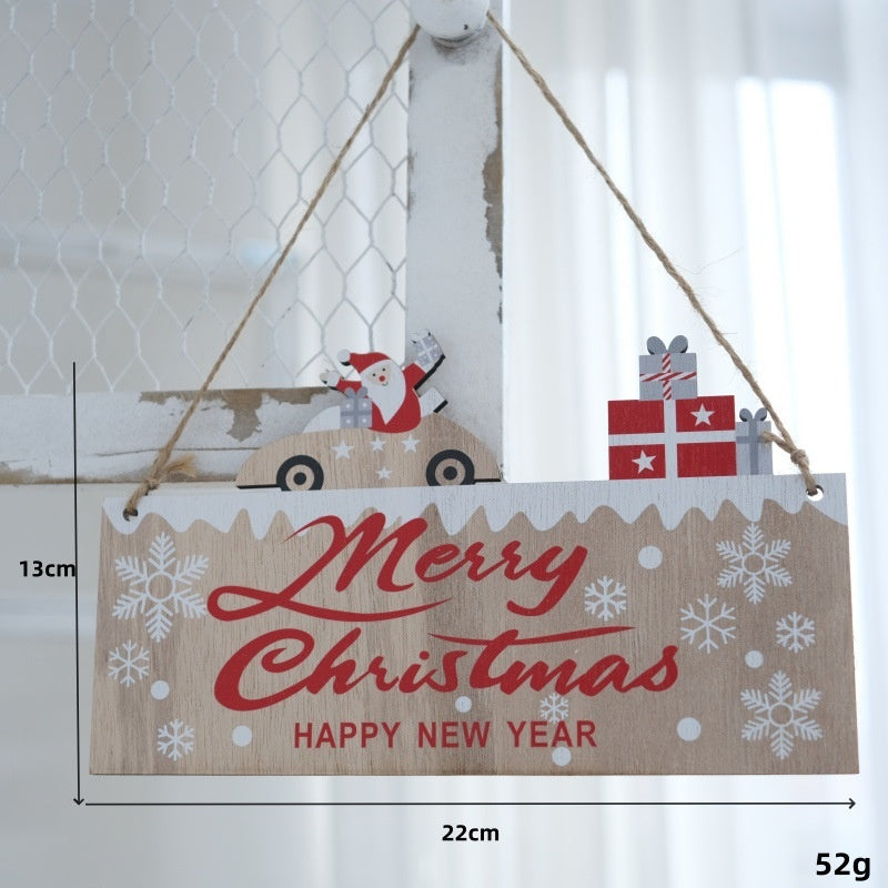 Wooden Christmas Hanging Sign for Festive Door Decor