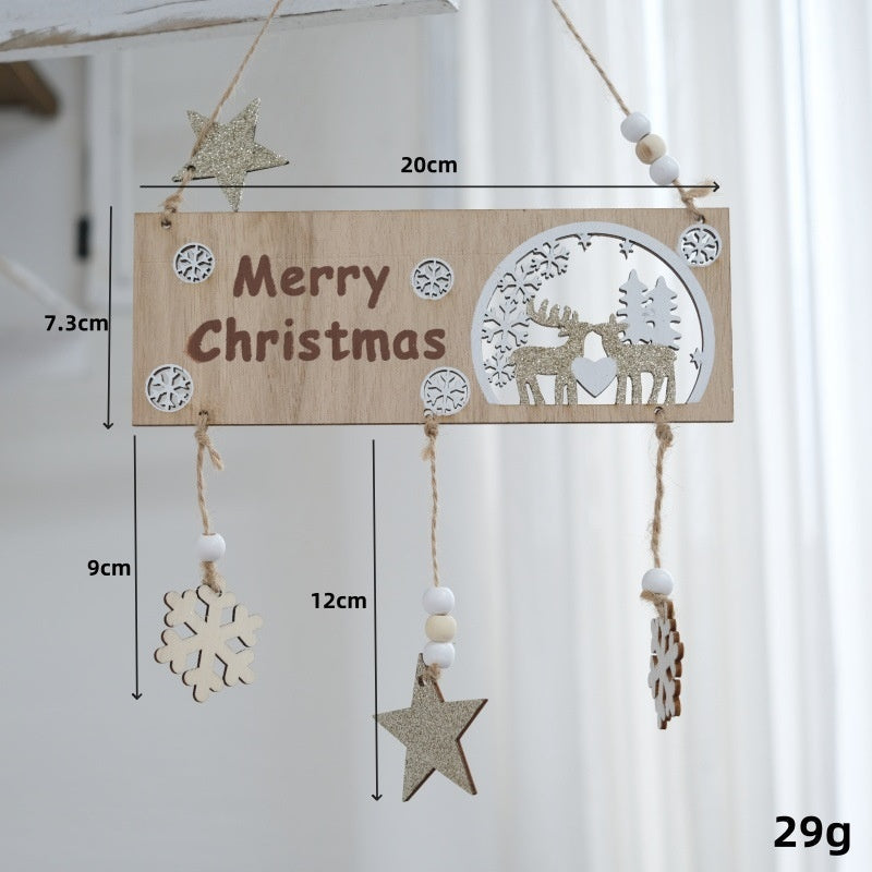 Wooden Christmas Hanging Sign for Festive Door Decor