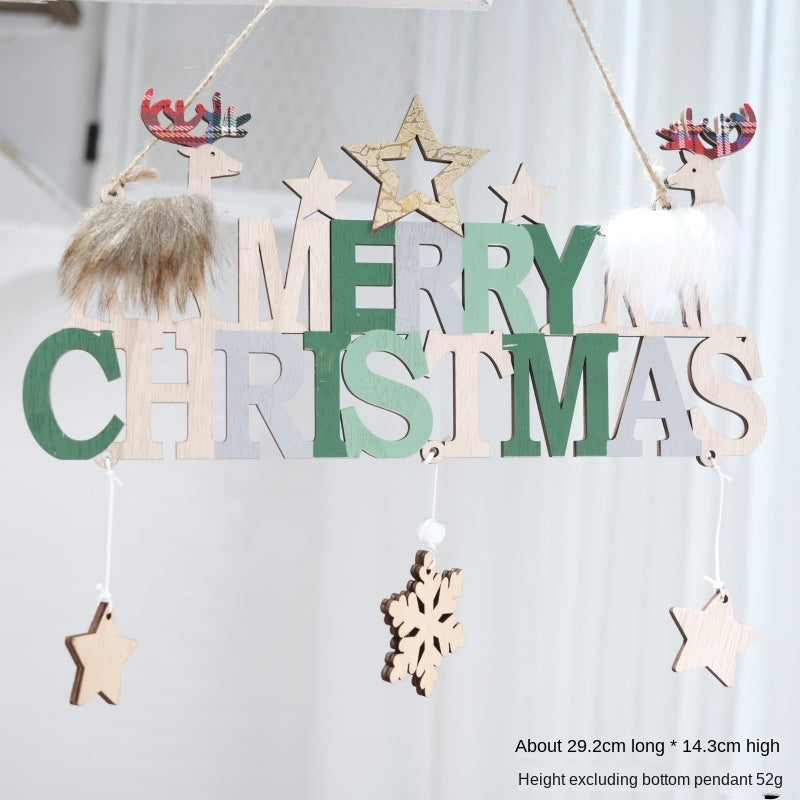 Wooden Christmas Hanging Sign for Festive Door Decor