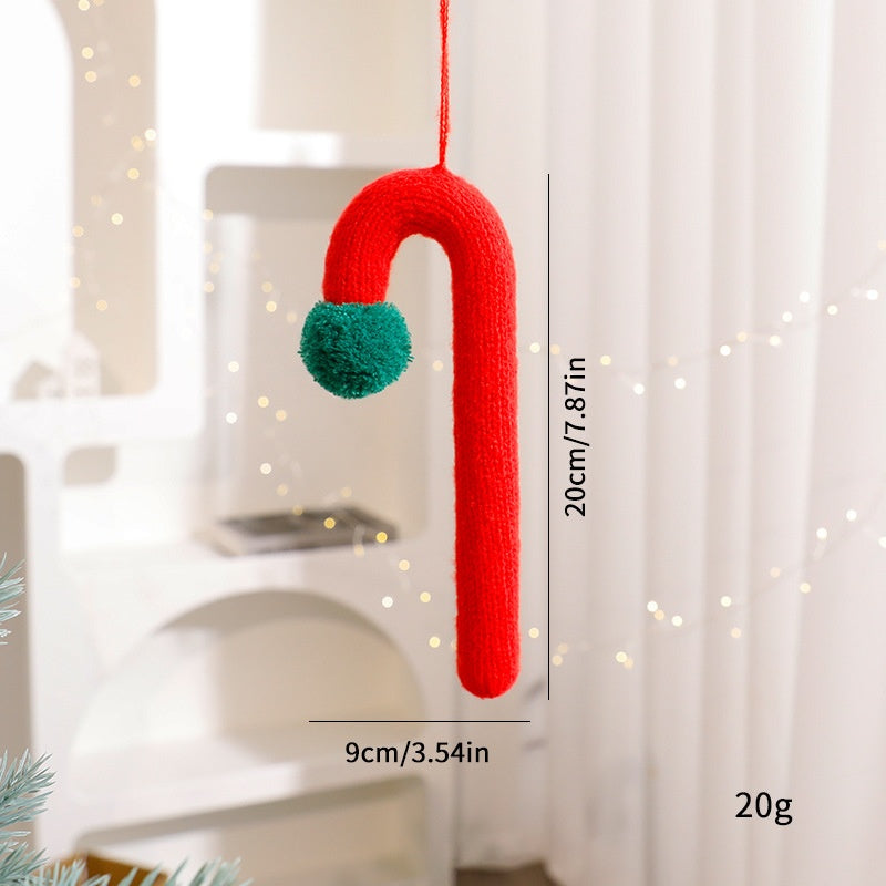 Knitted Christmas Cane Ornament for Cozy Tree Decor