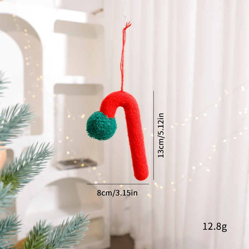 Knitted Christmas Cane Ornament for Cozy Tree Decor