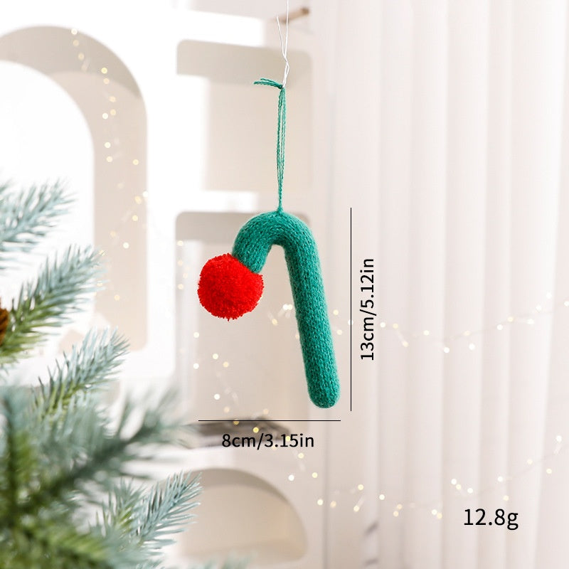 Knitted Christmas Cane Ornament for Cozy Tree Decor