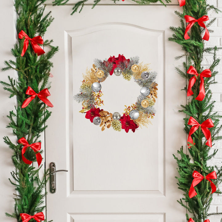 Christmas Wreath Set with Poinsettia and Gold Baubles