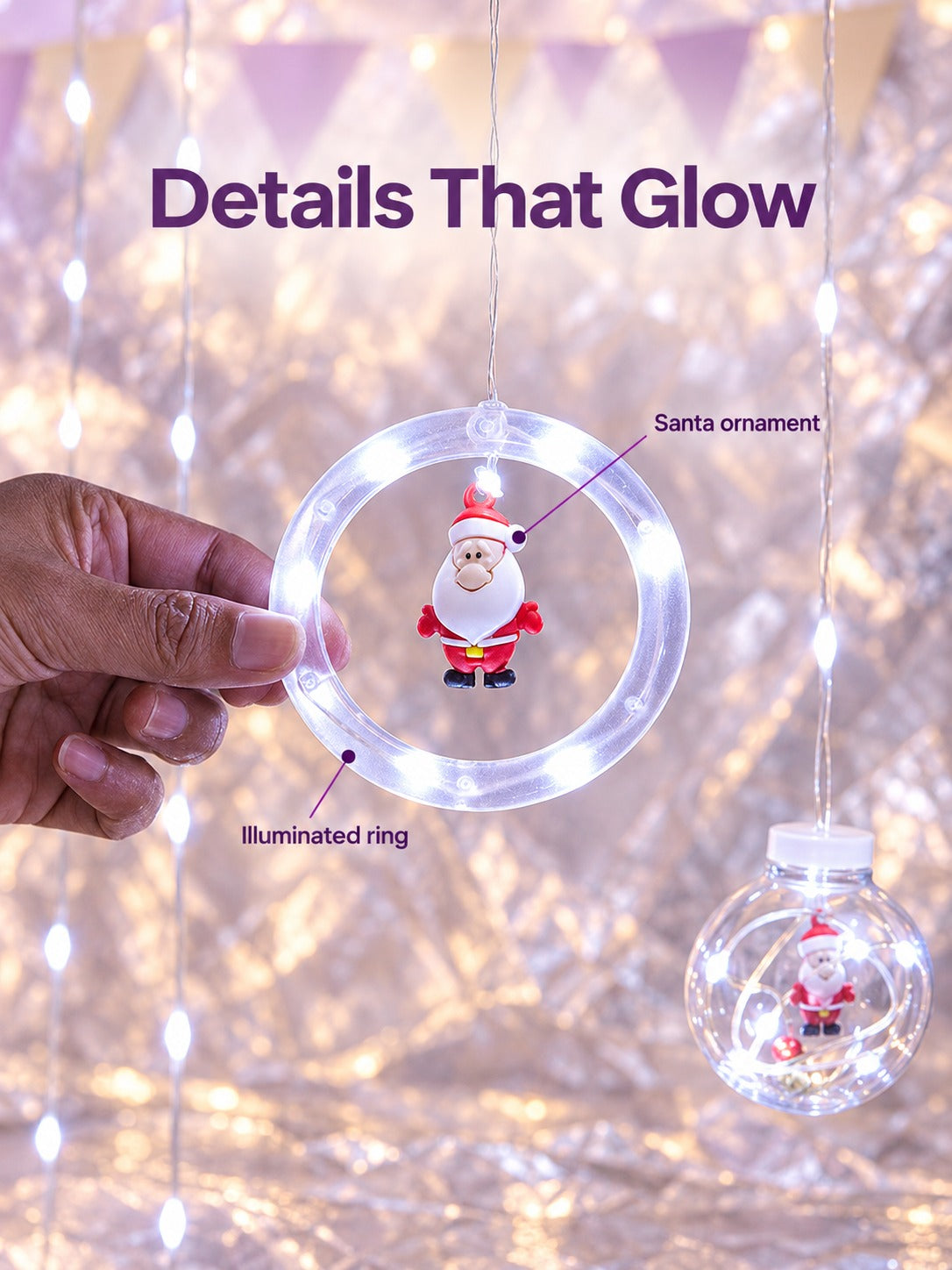 Christmas LED Curtain String Lights for Window Decor