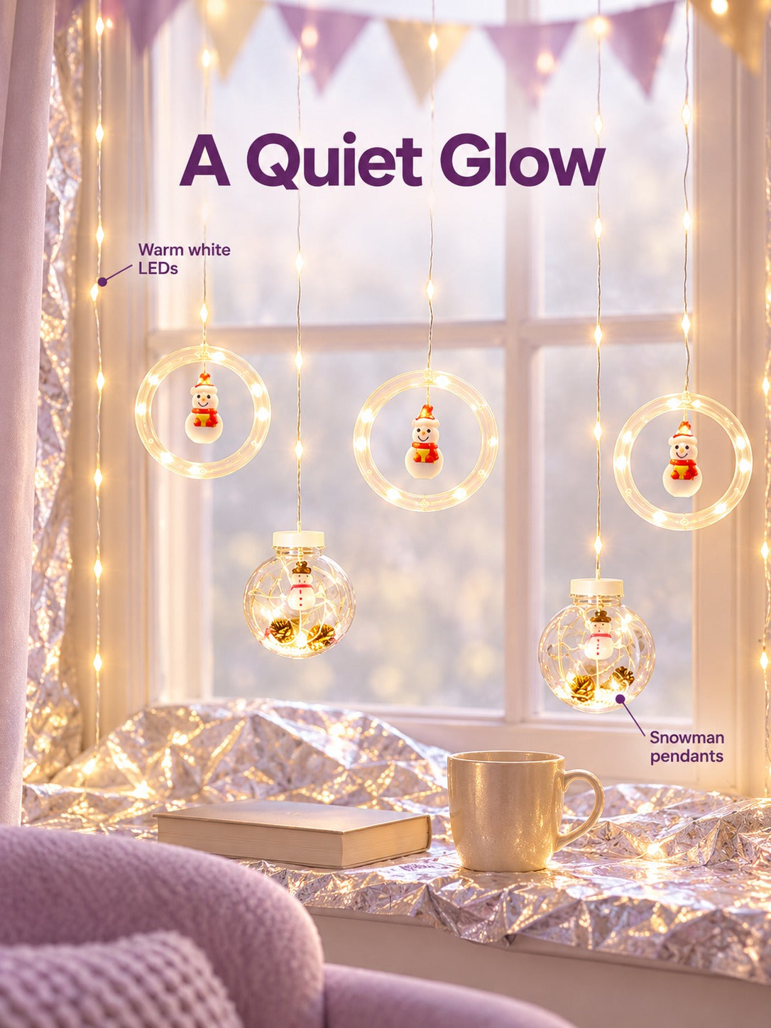 Christmas LED Curtain String Lights for Window Decor