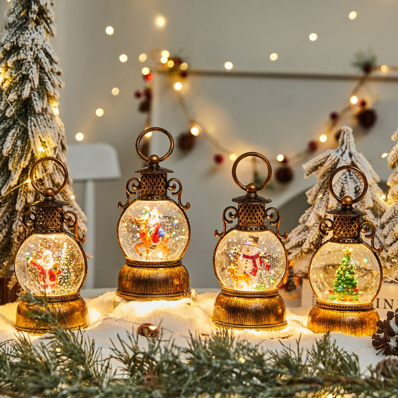Christmas LED Mini Oil Lamp Snow Globe Decoration