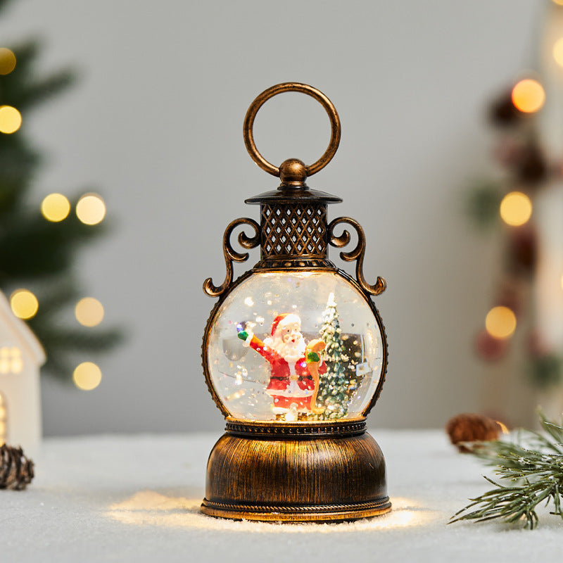 Christmas LED Mini Oil Lamp Snow Globe Decoration