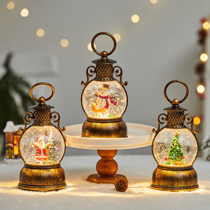 Christmas LED Mini Oil Lamp Snow Globe Decoration