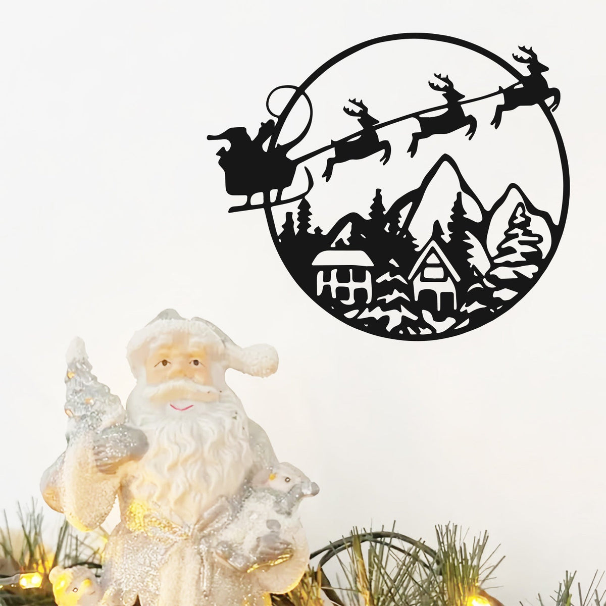 Christmas Circular Wall Decal for Elegant Holiday Decor